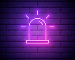 siren alarm outline icon. Elements of Security in neon style icons. Simple icon for websites, web design, mobile app, info graphics isolated on brick wall vector