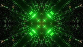 3D illustration of abstract neon tunnel photo