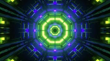 Futuristic geometric structure with neon illumination 3d illustration photo