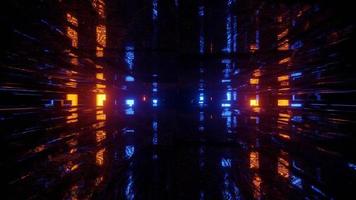 Neon light in dark tunnel in 3D illustration photo