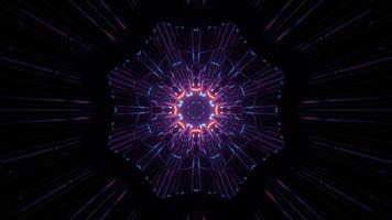 3D illustration of dark space with illuminated fractal flower pattern photo