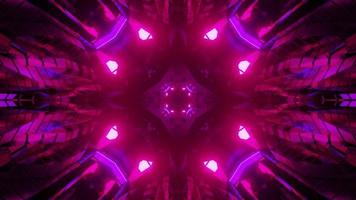 Futuristic geometric pattern with colorful neon lights 3d illustration photo