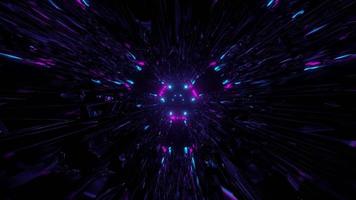 3D illustration of distorted tunnel with lamps photo