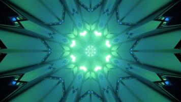 Futuristic 3d illustration of green poly angular kaleidoscope photo