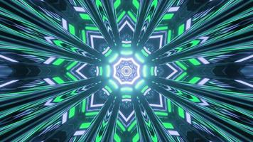 3D illustration of snowflake abstraction with glowing lights photo