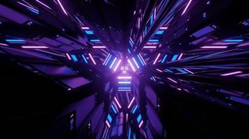 3D illustration of dynamic glowing geometric figures in darkness photo