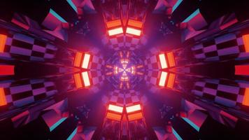 Glowing colorful neon illumination with geometric pattern 3d illustration photo