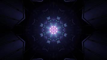 Symmetric kaleidoscope pattern with luminous figures in 3D illustration photo