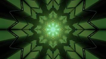 3D illustration of fractal snowflake pattern with luminous geometric figures photo