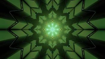 3D illustration of fractal snowflake pattern with luminous geometric figures photo