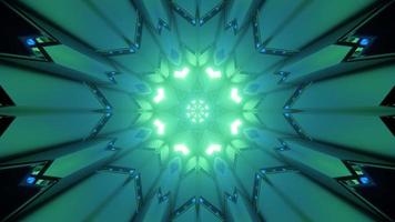 Futuristic 3d illustration of green poly angular kaleidoscope photo