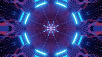 Geometric futuristic neon tunnel 3d illustration photo