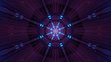 Túnel en forma de fractal con luces de neón en la ilustración 3d foto