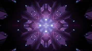 3D illustration of kaleidoscope snowflake pattern in darkness photo