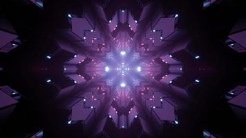 3D illustration of kaleidoscope snowflake pattern in darkness photo