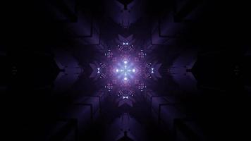 3D illustration of illuminated snowflake pattern in darkness photo