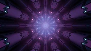 Futuristic geometric purple pattern with light rays 3d illustration photo