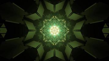 Pasillo futurista en forma de estrella en ilustración 3d de iluminación de neón foto