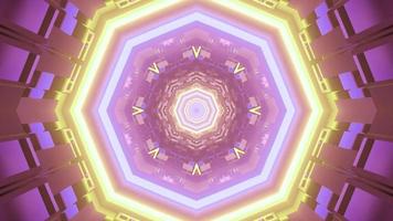 Symmetrical pattern with neon lines in 3D illustration photo