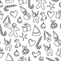 One continuous line drawing of christmas party. Seamless winter pattern. Christmas background, seamless tiling, great choice for wrapping paper pattern. Merry Christmas and Happy New Year concept vector