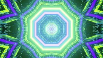 Octagonal neon pattern with light reflections 3d illustration photo