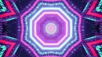 3D illustration of symmetric pattern decorated with multicolored neon lamps photo