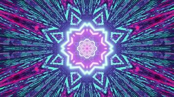 3D illustration of glowing kaleidoscope background with neon lights photo