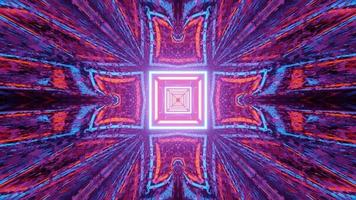 Distorted reflections of geometric neon pattern 3d illustration photo