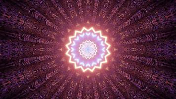 Ilustración 3d de estrella abstracta multifacética en colorido túnel foto