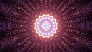 Ilustración 3d de estrella abstracta multifacética en colorido túnel foto