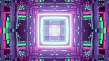 Multicolored square tunnel 3D illustration photo