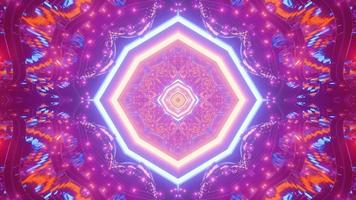 Neon tunnel with kaleidoscopic ornament 3D illustration photo