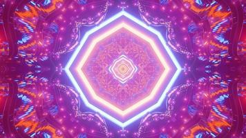 Neon tunnel with kaleidoscopic ornament 3D illustration photo