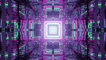 Distorted walls in colorful square tunnel 3D illustration photo