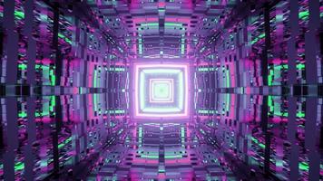 Distorted walls in colorful square tunnel 3D illustration photo