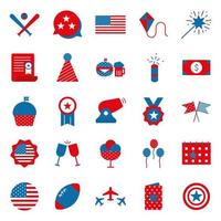 Independence day flat style icon set vector