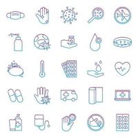 Coronavirus gradient line style icon set vector