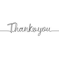 Thank You handwritten inscription. One line drawing of phrase isolated on white background. Hand drawn lettering. Calligraphy. One line drawing of phrase. vector