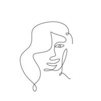 Abstract Woman face one line drawing. Portrait minimalistic style. Continuous line. Minimalism poster art with one line drawing abstract face. vector