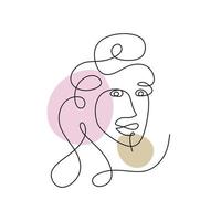 Minimalism poster art with one line drawing abstract face. Minimalism poster art with one line drawing abstract face. Woman face one line drawing. Continuous line isolated on white background. vector