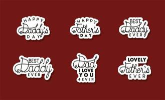 Fathers day celebration lettering set vector