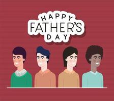 banner de celebración del día del padre con hombres interraciales vector