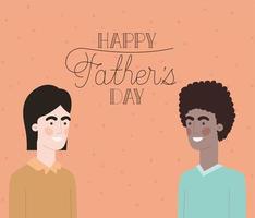 banner de celebración del día del padre con hombres interraciales vector