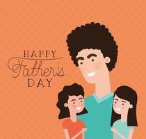 Fathers day celebration banner with father with kids vector