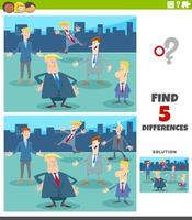 differences educational game with cartoon businessmen vector