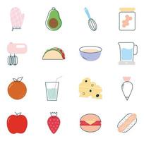 comida estilo plano conjunto de iconos de diseño vectorial vector