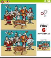 differences educational game with knight characters vector