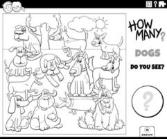 Contando perros juego educativo para niños página de libro para colorear vector