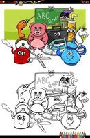 cartoon funny object characters coloring book page vector