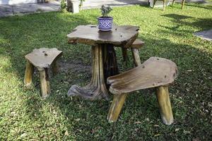 Wooden garden furniture photo